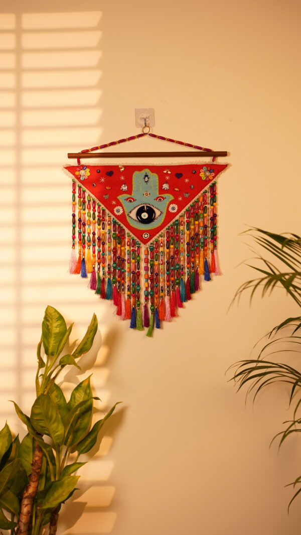 RED HAMSA HAND NAZARLK WALL ART