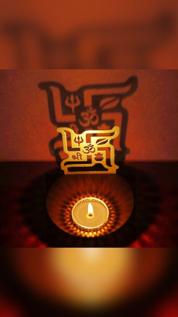 Swasthika Metal Shadow Diya | Vvisba | Spiritual Decor